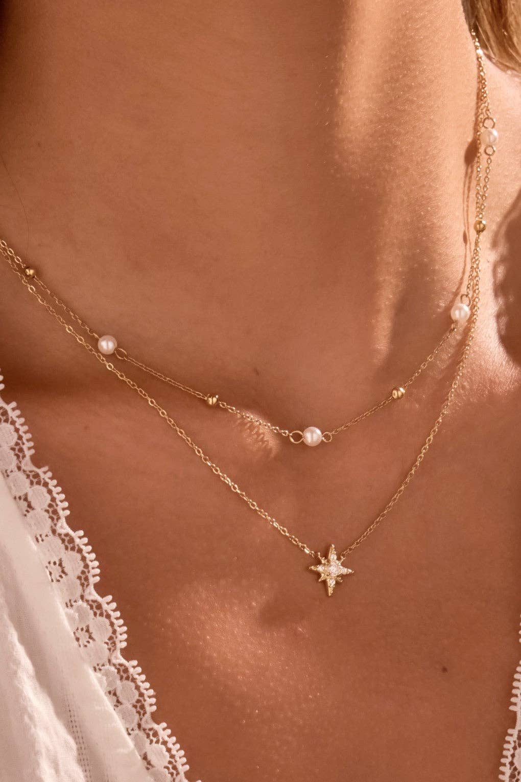 18K Gold Plated waterproof Stainless Steel Layered Chain Necklace
