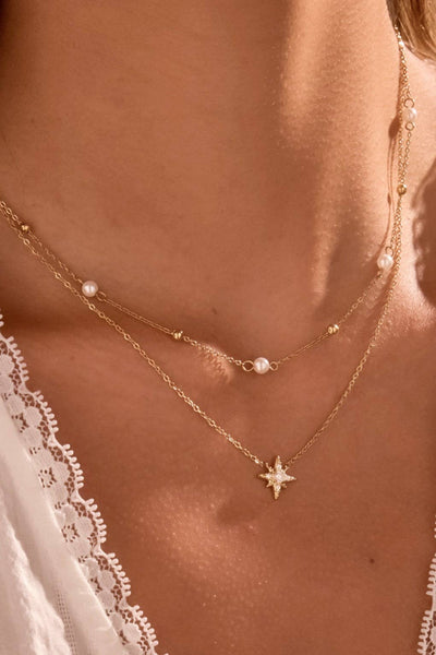 18K Gold Plated waterproof Stainless Steel Layered Chain Necklace