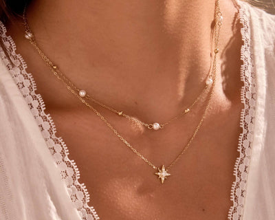 18K Gold Plated waterproof Stainless Steel Layered Chain Necklace
