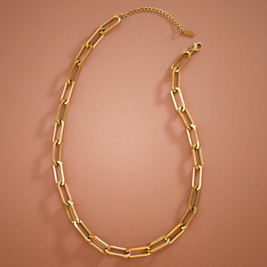 18K Gold Plated Waterproof Stainless Steel Link Chain Necklace