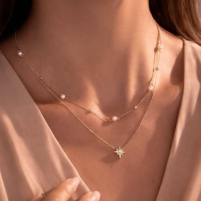 18K Gold Plated waterproof Stainless Steel Layered Chain Necklace