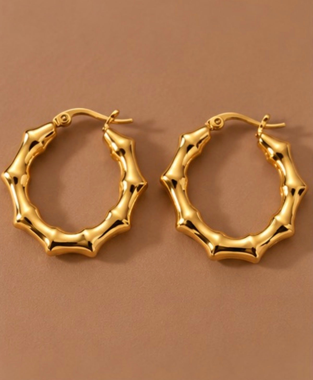 18K Gold Plated Waterproof Stainless Steel Hoop Earrings