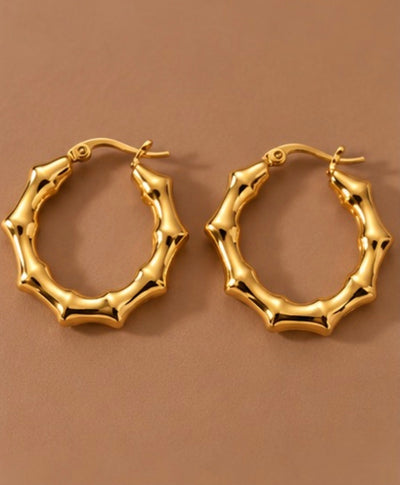 18K Gold Plated Waterproof Stainless Steel Hoop Earrings