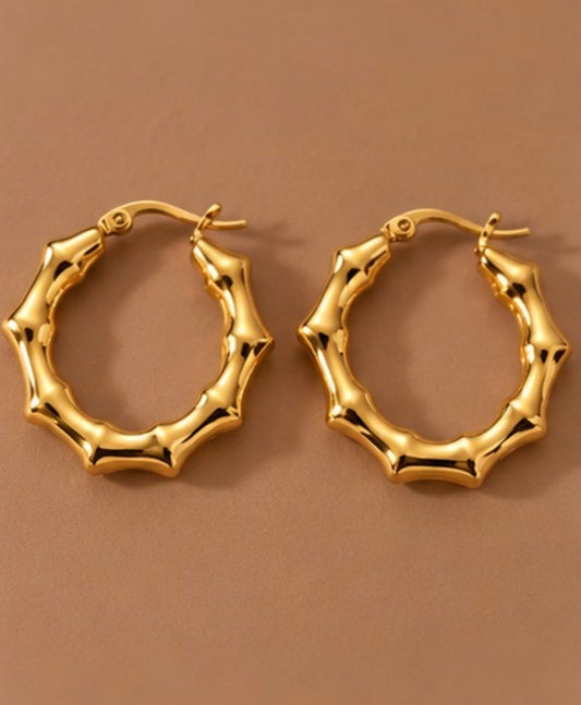 18K Gold Plated Waterproof Stainless Steel Hoop Earrings