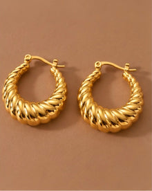 18K Gold Plated Waterproof Stainless Steel Hoop Earrings