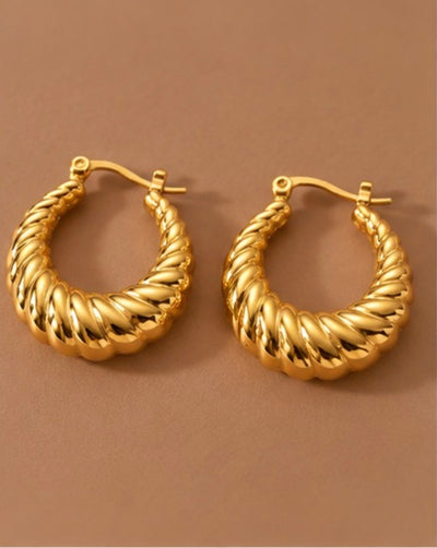 18K Gold Plated Waterproof Stainless Steel Hoop Earrings
