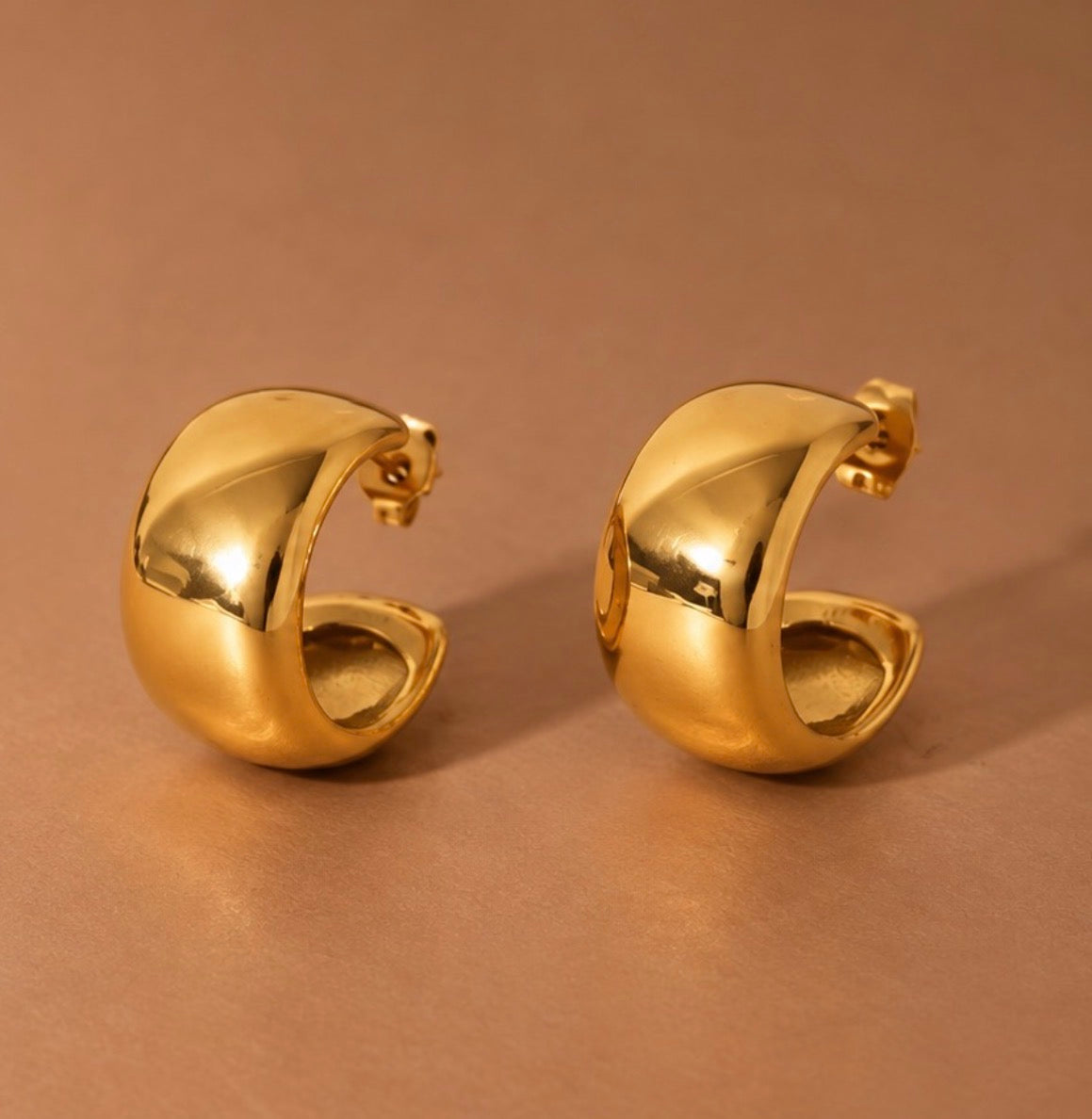 18K Gold Plated Waterproof Stainless Steel Hoop Earrings