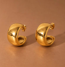 18K Gold Plated Waterproof Stainless Steel Hoop Earrings
