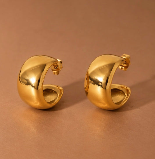 18K Gold Plated Waterproof Stainless Steel Hoop Earrings