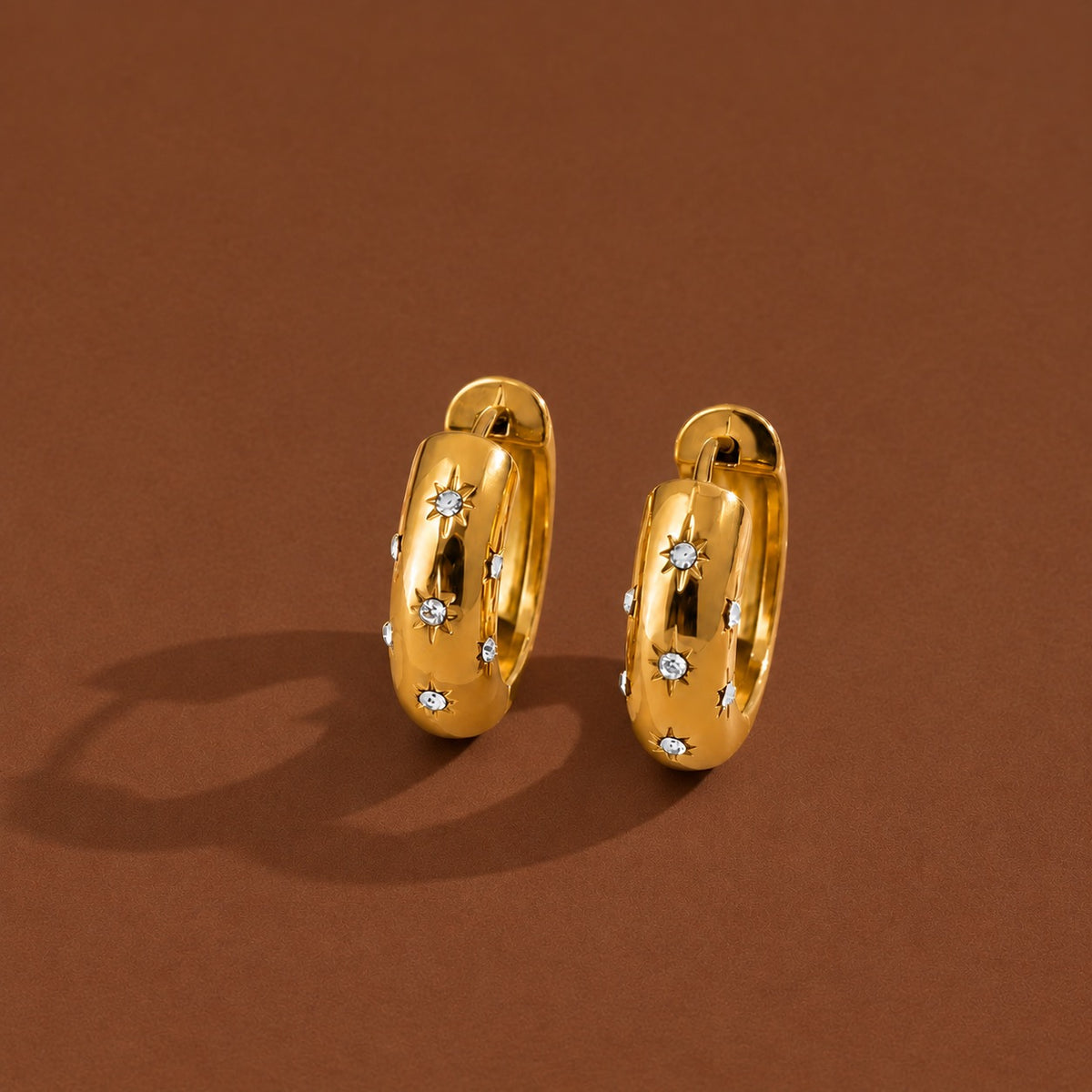 18K Gold Plated,Stainless Steel, waterproof Hoop Earrings