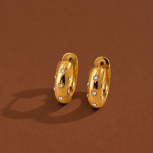 18K Gold Plated,Stainless Steel, waterproof Hoop Earrings