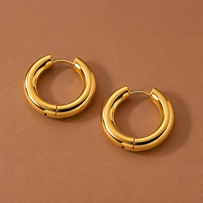 18K Gold Plated Waterproof Stainless Steel Hoop Earrings