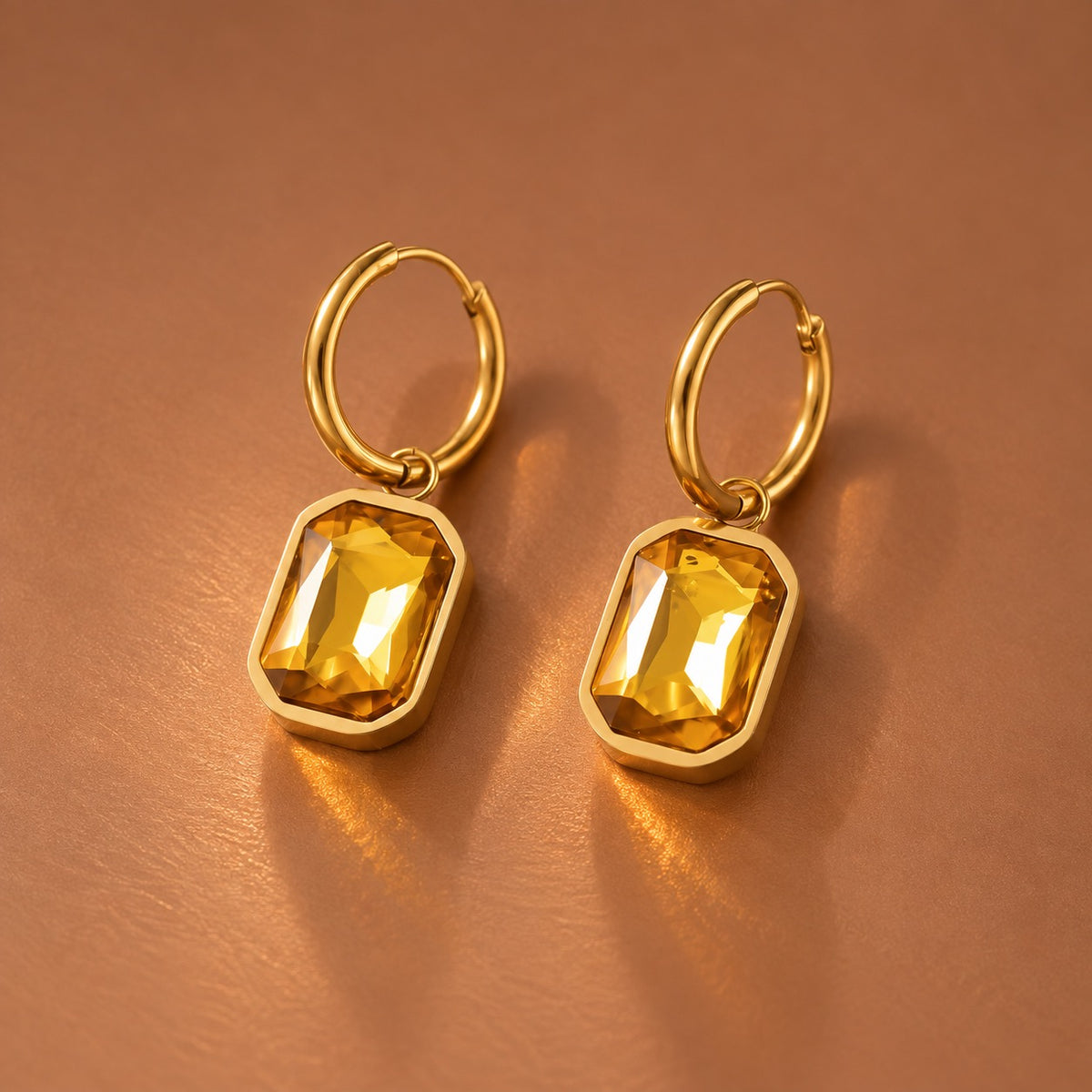 18K Gold Plated Waterproof Stainless Steel Hoop Earrings
