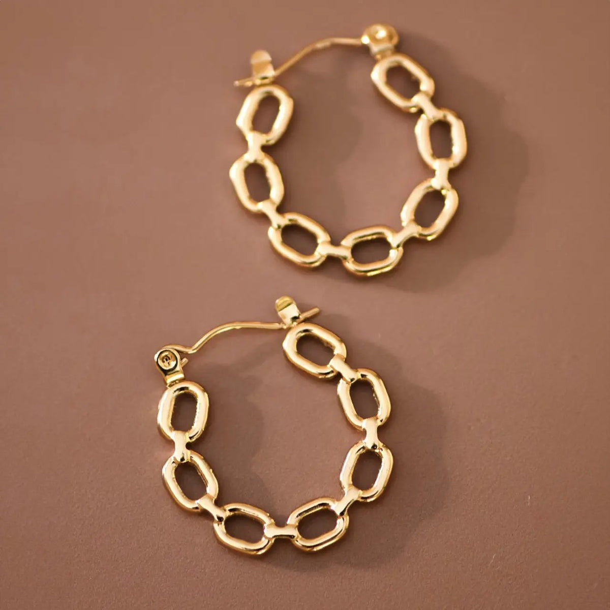 18K Gold Plated Waterproof Stainless Steel Hoop Earrings