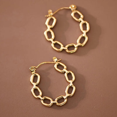 18K Gold Plated Waterproof Stainless Steel Hoop Earrings