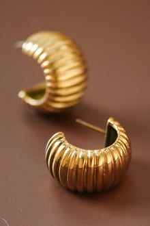 18K Gold Plated Waterproof Stainless Steel Hoop Earrings