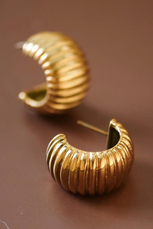 18K Gold Plated Waterproof Stainless Steel Hoop Earrings