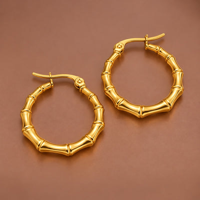 18K Gold Plated Waterproof Stainless Steel Hoop Earrings