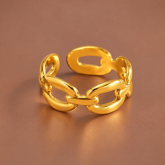 18K Gold Plated Waterproof Stainless Steel Ring