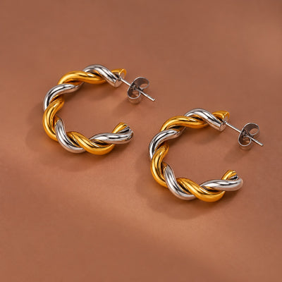 18K Gold Plated Waterproof Stainless Steel Hoop Earrings