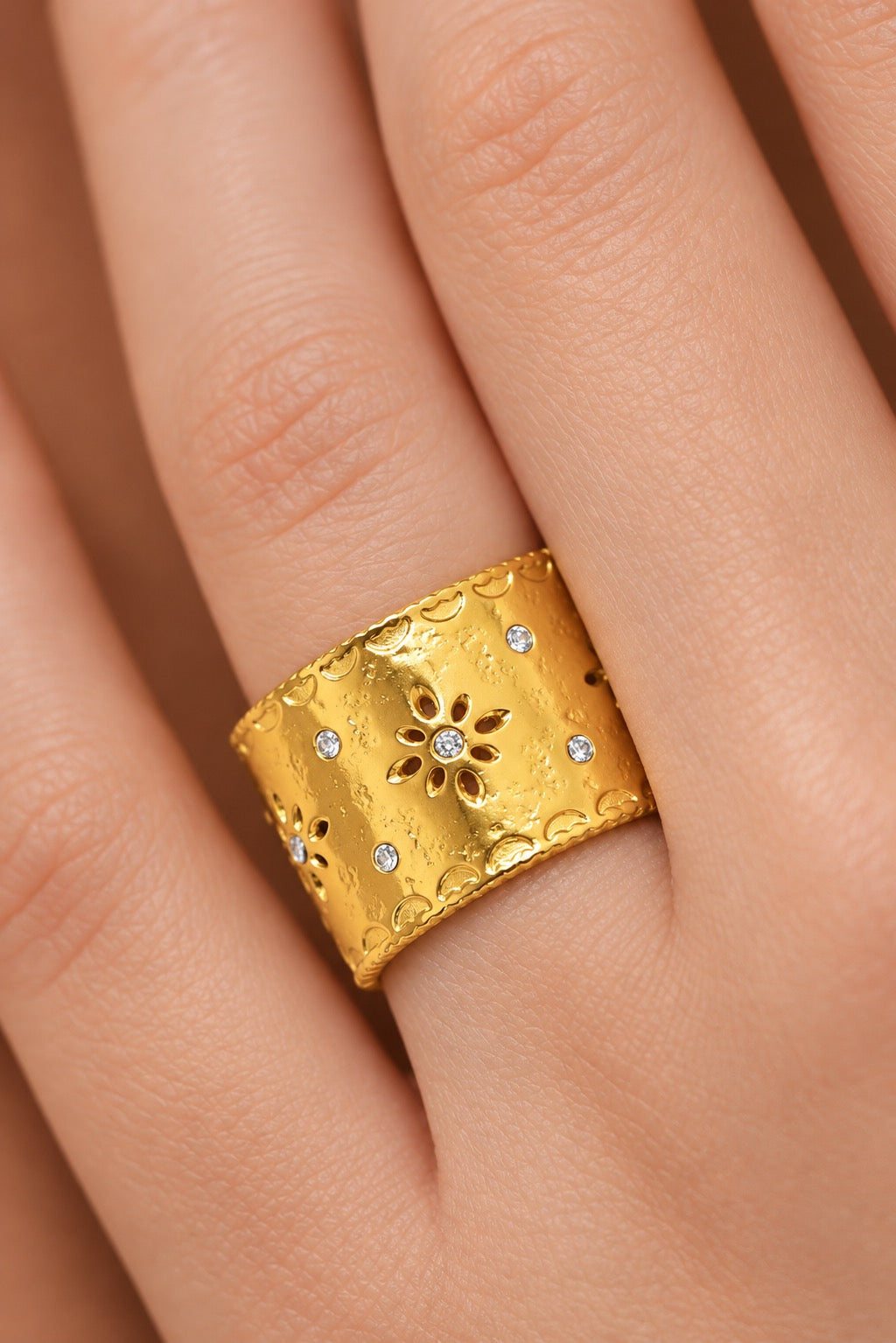 18K Gold Plated Waterproof Stainless Steel Ring