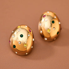 18K Gold  Plated Stainless Steel Colorful Crystal Stud Earrings