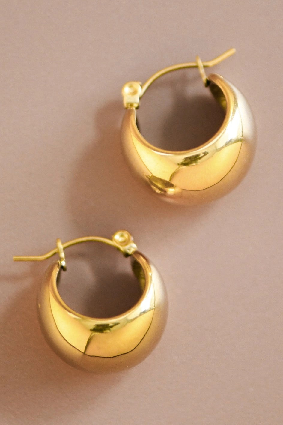 18K Gold Plated Waterproof Stainless Steel Hoop  Earrings