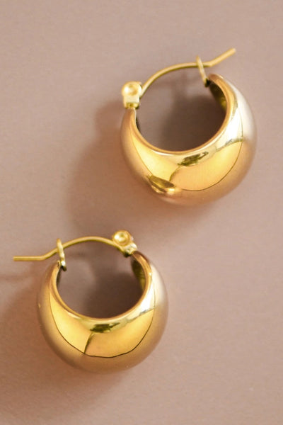 18K Gold Plated Waterproof Stainless Steel Hoop  Earrings