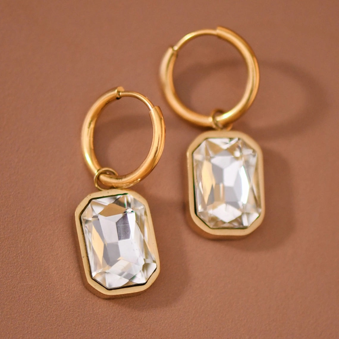 18K Gold Plated Waterproof Stainless Steel Hoop Earrings