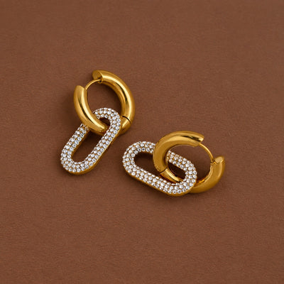 18K Gold Plated,Stainless Steel, waterproof Hoop Earrings
