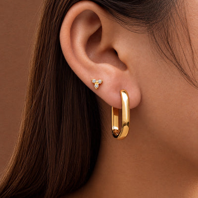 18K Gold Plated,Stainless Steel, waterproof Hoop Earrings