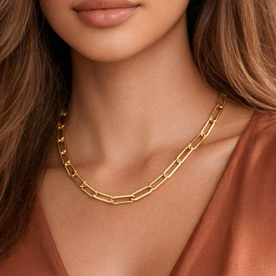 18K Gold Plated Waterproof Stainless Steel Link Chain Necklace