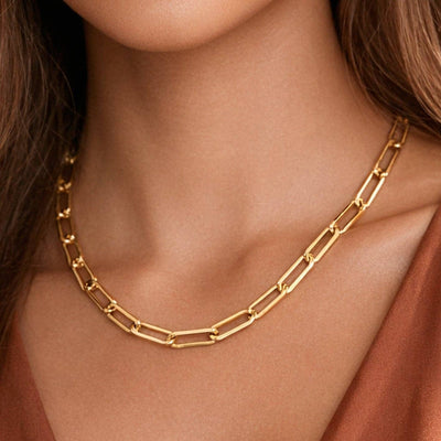 18K Gold Plated Waterproof Stainless Steel Link Chain Necklace